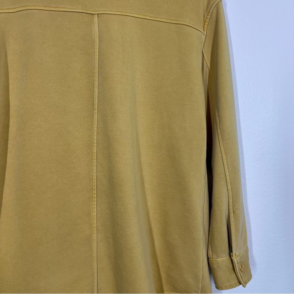 Avec Les Filles Mustard Yellow French Terry Button Down Shirt Jacket Shacket - Picture 12 of 13